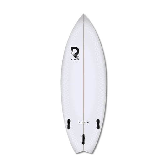 weißes Rivver Fox River Surfboard Unterseite