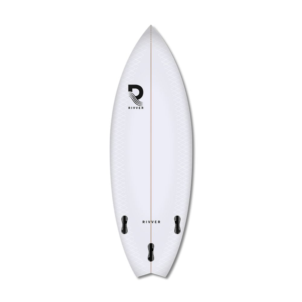 weißes Rivver Fox River Surfboard Unterseite 