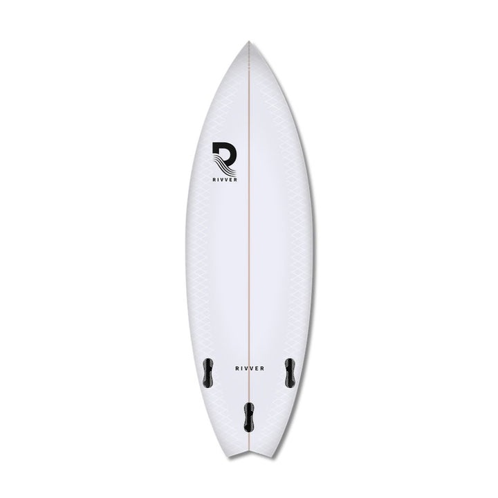 weißes Rivver Lax River Surfboard Unterseite 
