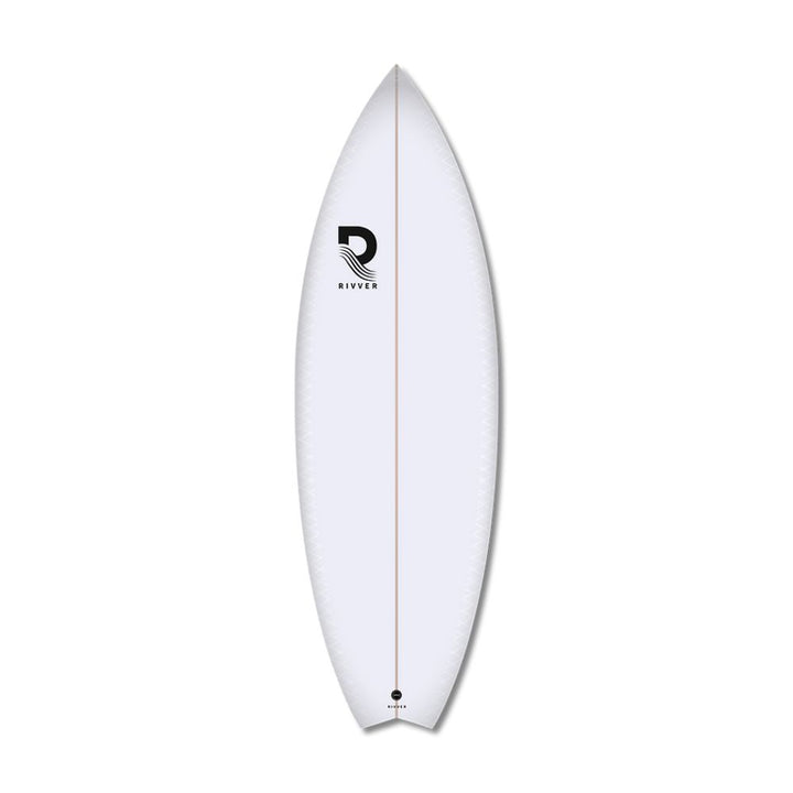 weißes Rivver Lax River Surfboard Oberseite 