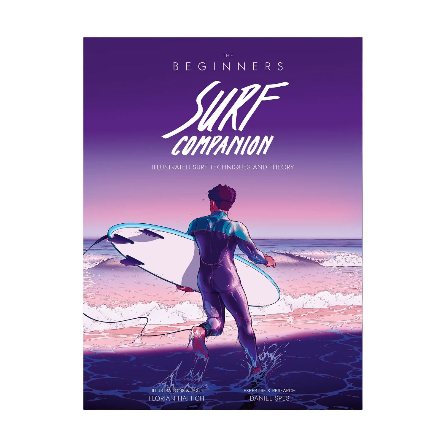 Buchcover des Basic Surfcompanion mit Surfer drauf in lila gehalten