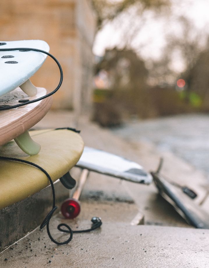 Rapid Surf Shop Surfboards an der Leinewelle Blick Flussabwärts