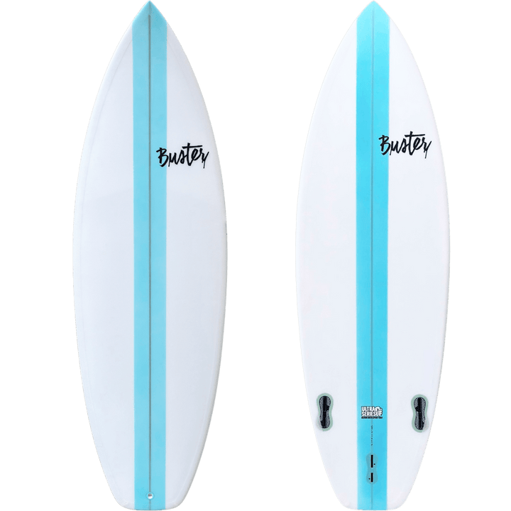 Zwei weiße Buster-Surfboards C-Type 5&