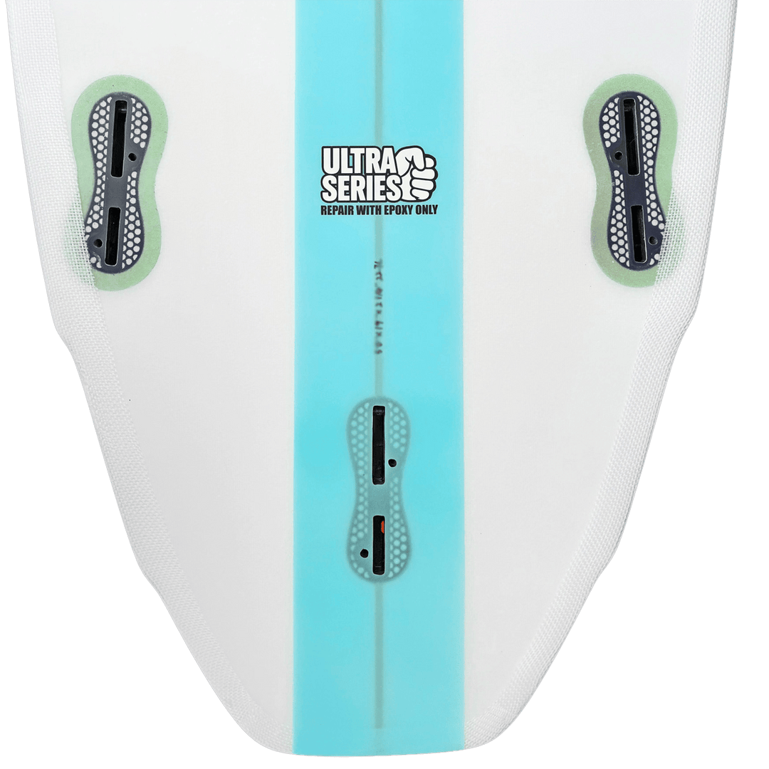 Nahaufnahme eines Buster-Surfboards FX-Type 5&