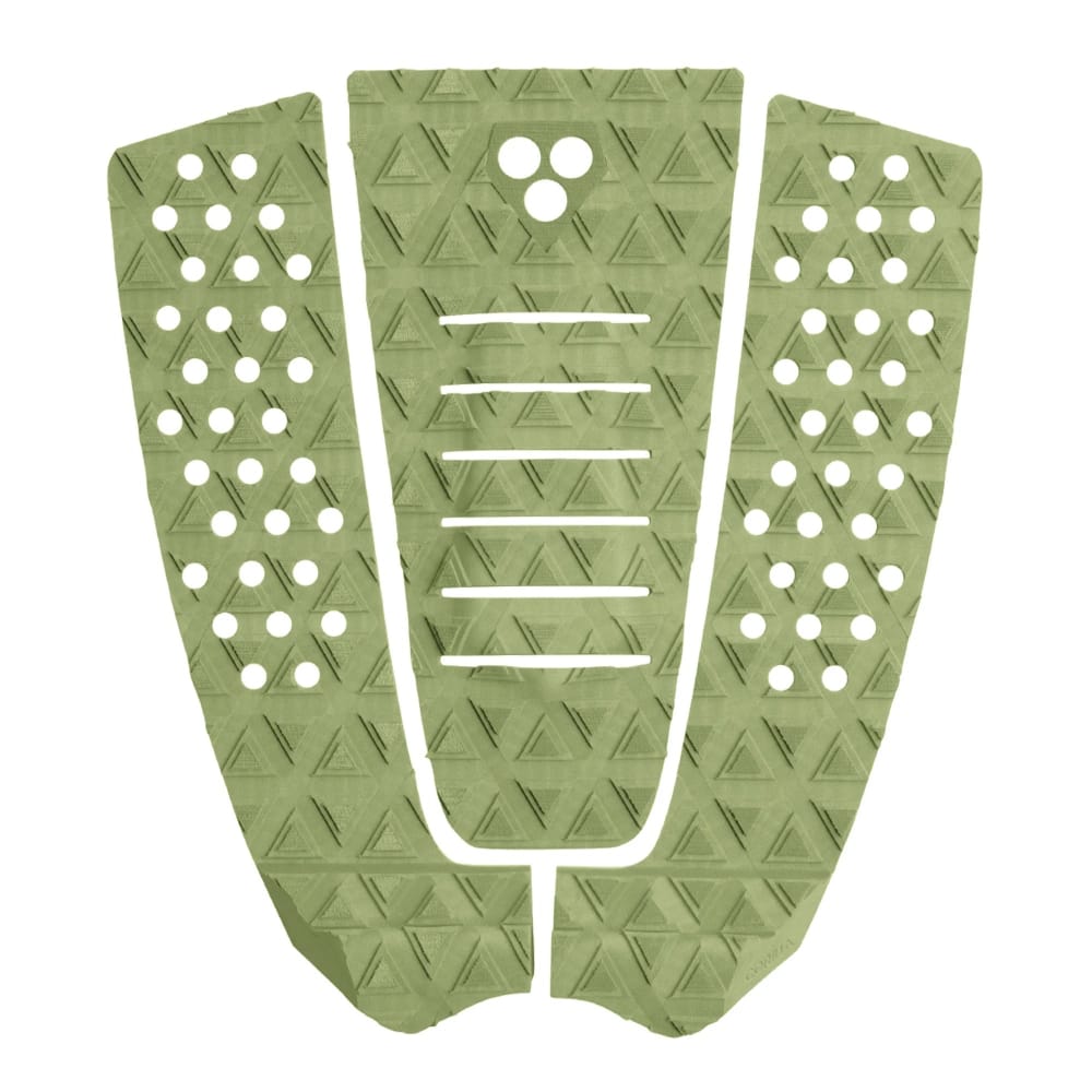 Das Gorilla Grip - The Jane Tailpad (Bay Leaf) von Gorilla ist ein dreiteiliges, hellgrünes Traktionspad mit geometrischen Mustern und kreisförmigen Aussparungen - es bietet zuverlässigen Tri-Hex Grip, perfektes Surfbretter Zubehör für dein Surfbrett.